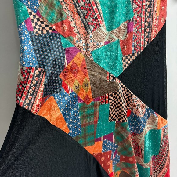 NEW FREE PEOPLE PARKER PATCHWORK VELVET MESH MAXI DRESS XS S M 💚🧡💙 - Picture 4 of 9